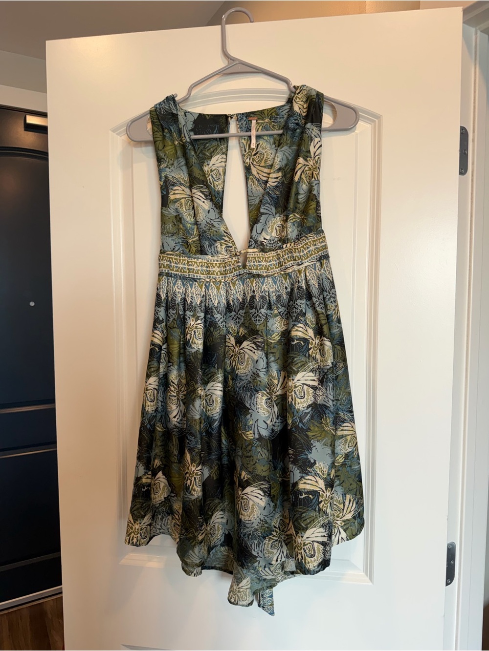 Free People Green & Blue Floral Mini Dress